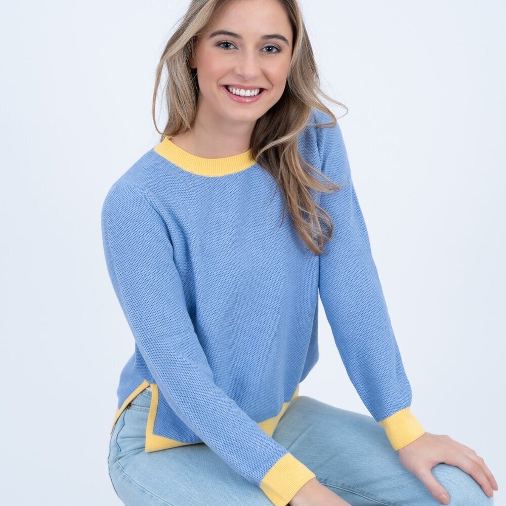 Burgess The" Bea "Seed Stitch Sweater | Blueberry Sunbeam - Size M